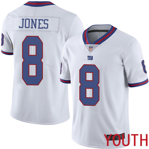Youth New York Giants #8 Daniel Jones Limited White Rush Vapor Untouchable Football NFL Jersey->youth nfl jersey->Youth Jersey